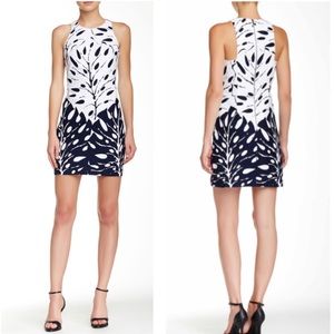 Trina Turk Loma Shift Dress White Navy Sz 4
